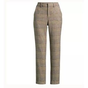 Lands End Women's 14 XL brown plaid Brushed Flannel High Rise Tapered pants new